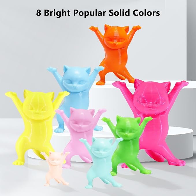 1.75mm 3D Printer PLA Filament 8 Colors Bundle: Pink, Yellow, Orange, Lime Green, Sky Blue, Cyan, Beige, Rose Red, 8 Spools Packed, Each 250g, Total 2Kg 3D Printing Material, 250g x 8 Spools