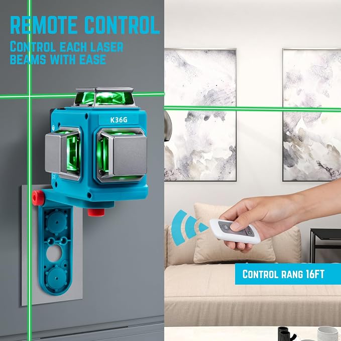 KEZERS Laser Level with Tripod,3 x 360 Self Leveling Laser Level, Green Line Laser 3D Laser Leveler Tool with 2 Rechargeable Batteries for Picture Hanging,Tile,Home Renovation,Indoor
