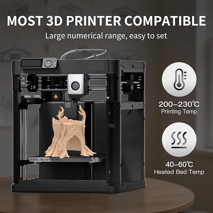 RAMBERY 250gX4 Wood PLA Printer Filament Bundle 1.75mm 3D Printing Filament Real Wood Fibers Added Fit Most Printers, Total 1kg, 2.2 lbs