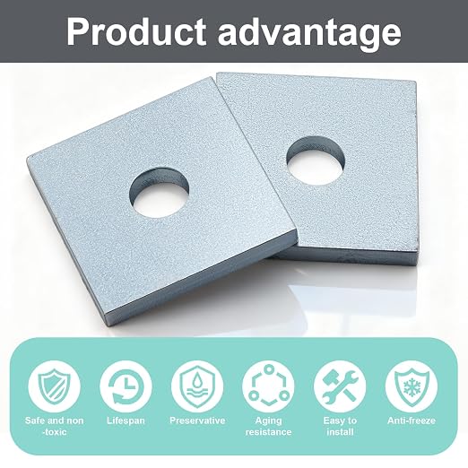 Yaocom 1 Pcs 5/8"(ID) x1/8"x3"x3" Square Washers Heavy Duty Galvanized Steel Gasket Flat Washers Nut Fastener Hardware Flat Pad (41mm)