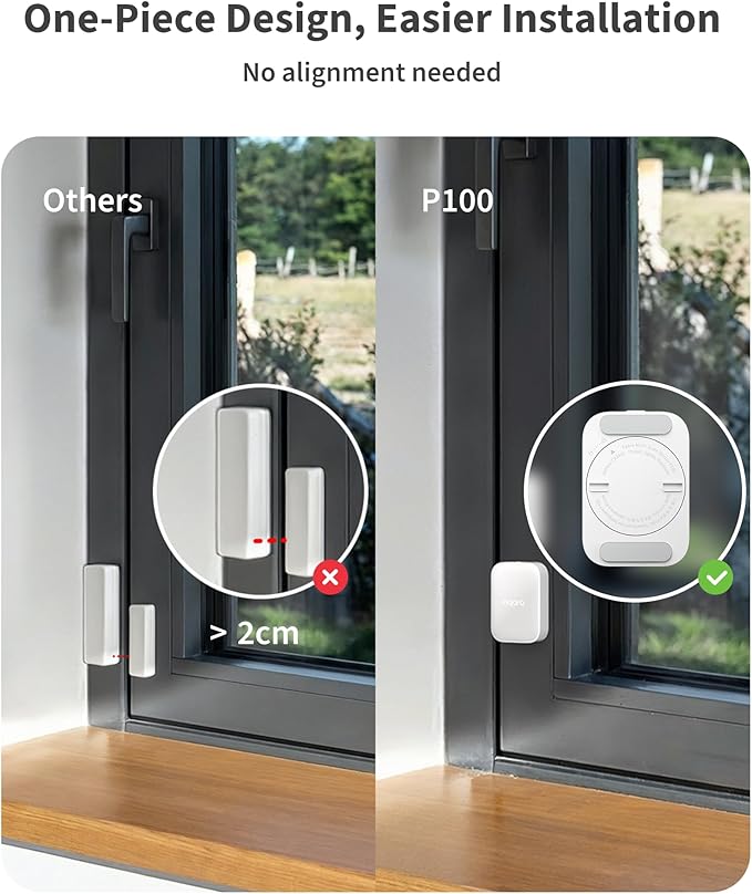 Aqara Multi-State Sensor P100, Thread/Zigbee Door and Window & Vibration Sensor, Open/Close or Object Monitoring, 10-Level Sensitivity, Supports Apple Home, Home Assistant, Alexa, Black
