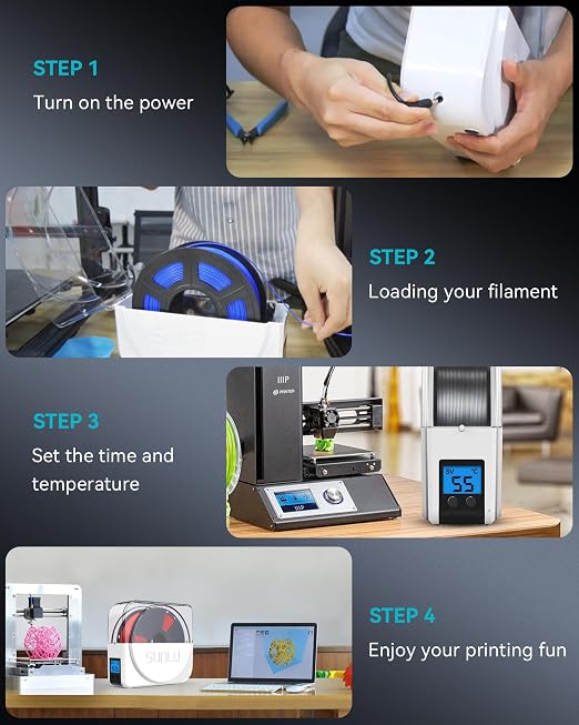SUNLU Official Filament Dryer S1 Plus, Built-in Circulation Fan, Filament Dryer Box Storage Box for 3D Printer Filament 1.75 2.85 3.00, S1 Plus White | Humidity monitoring,Built-in Circulation Fan,Filament Dryer Box,FilamentStorage,For 3D Printer Filament