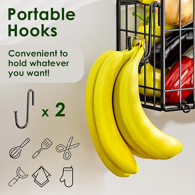 Magnetic Shelf for Fridge, Fruit Potato and Onion Storage Bins, Magnetic Spice Rack Shelves for Side of Refrigerator, Fruit Basket Magnetic Fridge Shelf Kitchen Pantry Organizer Storage