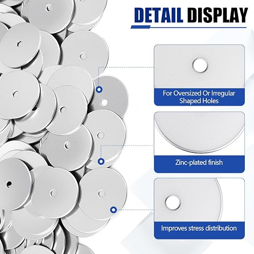 Yaocom 200 Pieces 3/16" x 1-1/2" Zinc Fender Washers Thickness 1.5mm Fender Washers for Wood and Wet Environment