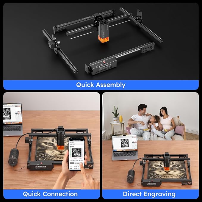 ATOMSTACK 20W Laser Engraver, A20 PRO V2 Laser Cutter, High Accuracy Laser Engraving Machine for Personalized Gifts, Business Cards, Wood, Metal, Acrylic, Leather