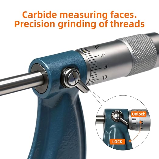 Outside Micrometer with One-Piece Spindle, 3.94-4.92" Machinist Micrometer, 0.00023" Accuracy Graduation Micrometer Set