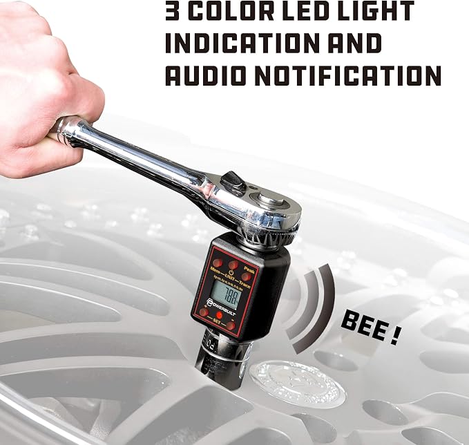 Powerbuilt 1/2-Inch Drive Digital Torque Adapter, 29-147 Ft-Lb and 40-200 Nm, Alert Signals Torque Setting, Electronic Torque Wrench Converter with Digital Display, ±1% Accuracy - 940962
