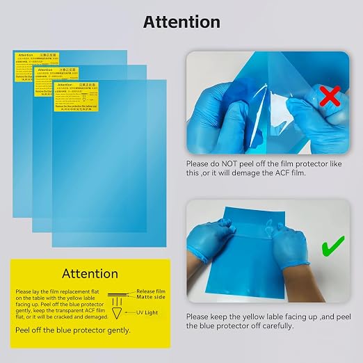 UniTak3D Photon Mono M5S/M5S Pro/M7 Pro/Saturn 3 Ultra ACF Release Film 3Pcs 10.1 Inch Fast FEP Film for High Speed Printing,Suitable for ANYCUBIC Fast 12K 14K Resin 3D Printer-278x190(mm)