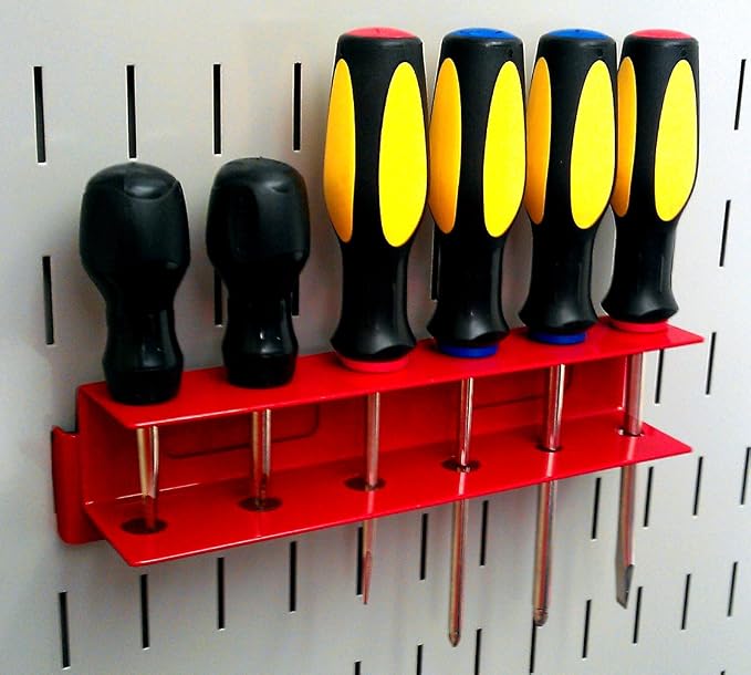 Wall Control KT-400-WRK R Slotted Tool Board Workstation Accessory Kit Pegboard Only, Red (Pack of 3)