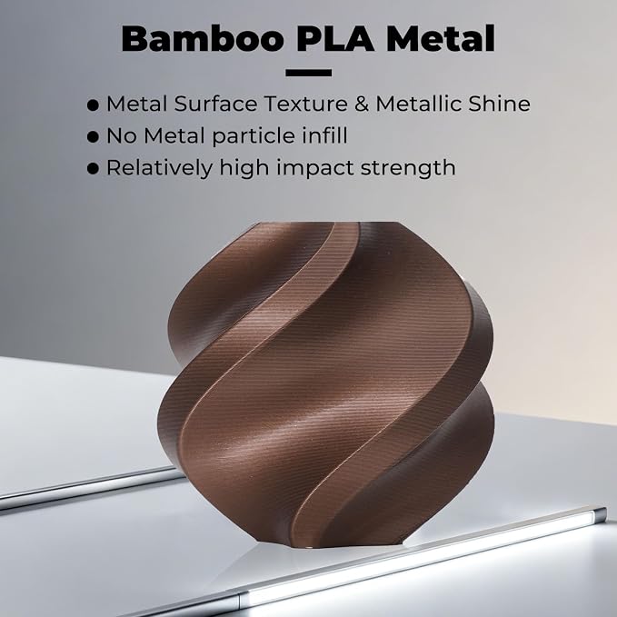 Bamboo Original PLA Metal Filament 1.75mm with RFID for Bambu Lab 3D Printers P1,X1,A1 Series, High Toughness & Easy Printing PLA Metallic Textured Shiny Refill 1KG (2.2lbs) +/- 0.03mm