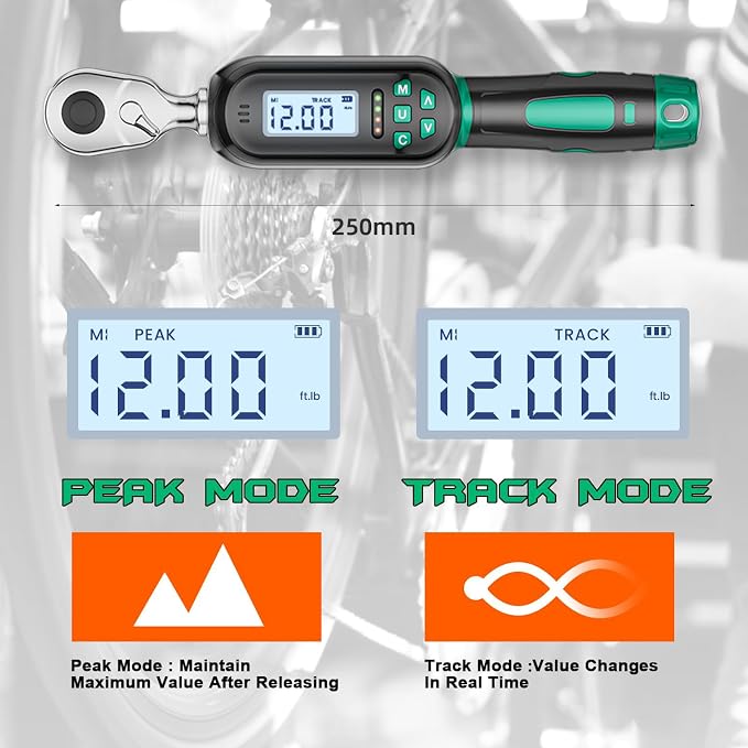 1/4 Inch Drive Digital TorqueWrench, 5.31-106.2 In.lb/0.6-12 N.m, Small Electronic Torque Wrench with Preset Value, Buzzer & LED Indicator, ±2% Accuracy Torque Wrench for Bike, Bicycle