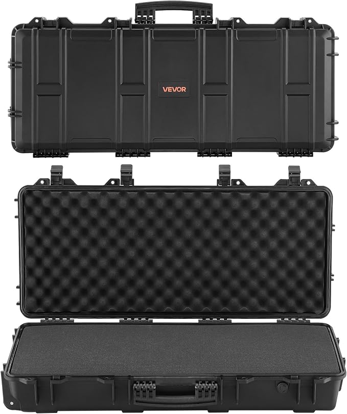 VEVOR Rifle Case, Rifle Hard Case with 4 Layers Fully-protective Foams, Lockable Hard Gun Case with Wheels, IP67 Waterproof & Crushproof, for Rifles or Shotguns