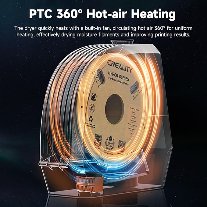 2026 New Official CREALITY Space Pi Filament Dryer, 360° 110W PTC Hot-Air Heating 3D Printer Filament Dryer Box with Fan, Upgraded Filament Dehydrator Storage for PLA ABS PETG PA Filament 1.75 2.85mm