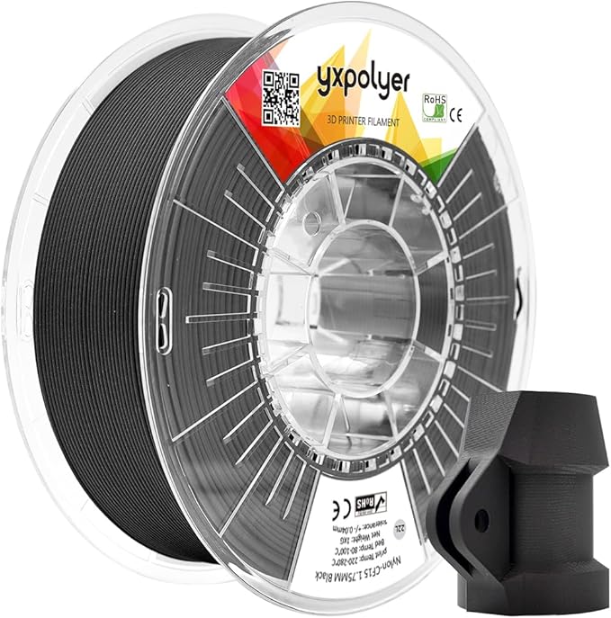 YXPOLYER Carbon Fiber Nylon Filament 3D Printer Filament PA6-CF Filament 1.75mm 1kg with PC Spool, PA6 CF 3D Printing Filament