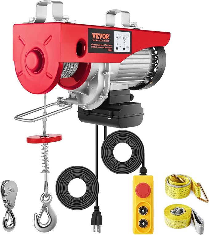 VEVOR 880lbs Electric Hoist with 14 FT Wired Remote Control, Electric Hoist 110 Volt with 20-40 FT Lifting Height for Garage Warehouse Factory