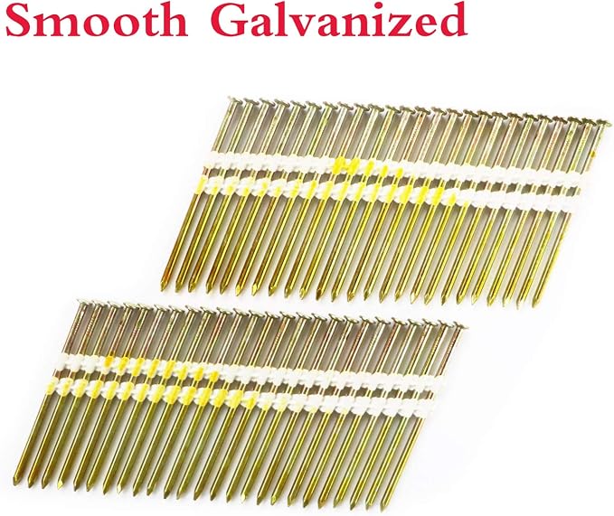 3 1/4 Inch Framing Nails, 21 Degree EG Smooth Shank Plastic Collated Nails for Framing Nailer, 3 1/4 x .131,(1000 per Box)