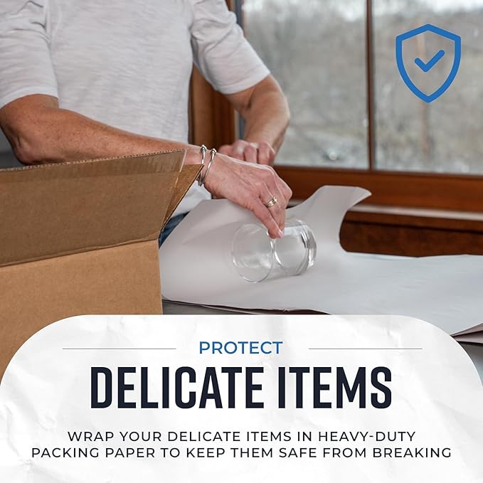 Bryco Goods Newsprint Packing Paper Sheets for Moving - 10lb - 320 Sheets of Newspaper Paper - Wrapping and Protecting Fragile Items, Box Filler, Shipping Supplies - 27" x 17" - Made in the USA