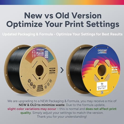 OVERTURE High Speed PLA Filament 1.75mm, Neatly Wound 3D Printer Filament 3kg Spool (6.6lbs) Rapid PLA, Dimensional Accuracy +/- 0.02 mm, Fit Most FDM 3D Printers (Black 3KG-1 Pack)
