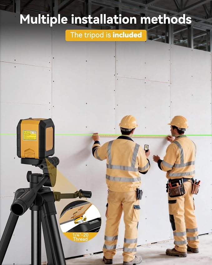Nikotek Laser Level with Tripod, Self-Leveling Green Beam Horizontal and Vertical Cross-Line Laser for Home Decoration Carrying Pouch, Battery Included