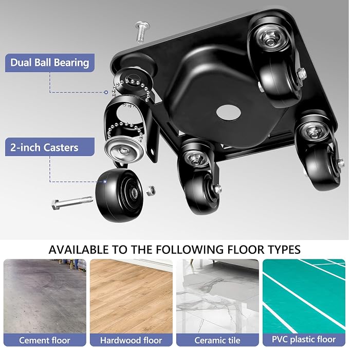 KEDSUM Furniture Dolly Groove Design, Heavy Duty Furniture Movers with Wheels, Carbon Steel Panel Heavy Duty Dolly, Furniture Lifter with 360° Rotatable Universal Wheels, Max. Load 2000LBS
