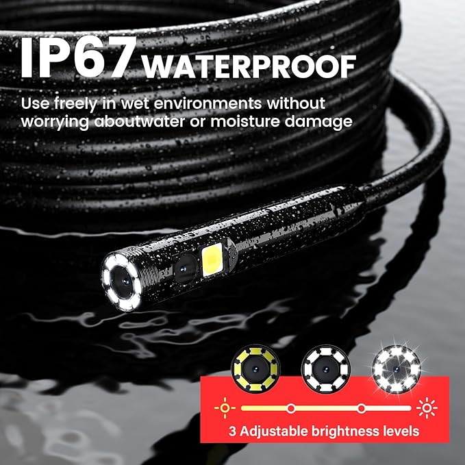 Endoscope Camera with Light: 5" 1080P HD Dual-Lens Inspection Borescope Camera for Sewer - 16.4ft Waterproof Industrial Endoscope - Flexible Snake Bore Scope for Plumbing Automotive