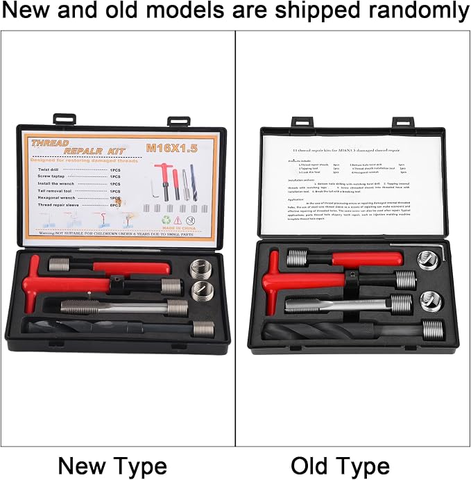 Helicoil Thread Repair Tool Kit- 11PCS M16x1.5 Helicoil Kit with HSS Drill Bit,Tap & Break-Off Tool,Hex Wrench,Thread Inserts with Carry Case