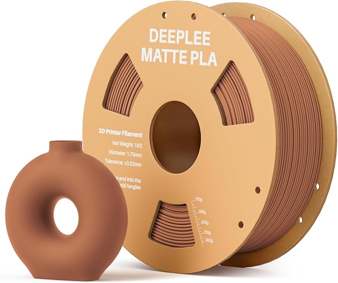Matte PLA Filament 1.75mm, 3D Printer Filament Dimensional Accuracy +/- 0.02mm, No Clogging, Higher Toughness, Cardboard Spool 3D Filament, 1kg Earth Brown