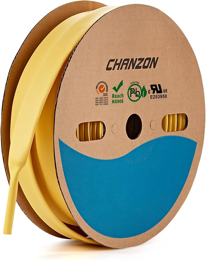 Chanzon 3:1 Ratio - 80ft Roll - Heat Shrink Tubing 5/8" (15mm) - Marine Grade Waterproof Adhesive Lined - (25M Total Length) Yellow Polyolefin Sleeving Wrap Shrinking 3 to 1 Ratio 1pcs