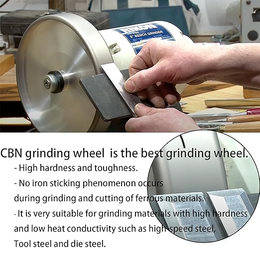 CBN Grinding Wheel with 6 inch 180 Grit,1/2'' Bore,1'' Wide, Suitable for high-Speed Steel,for All Kinds of 6 inch Bench Grinders