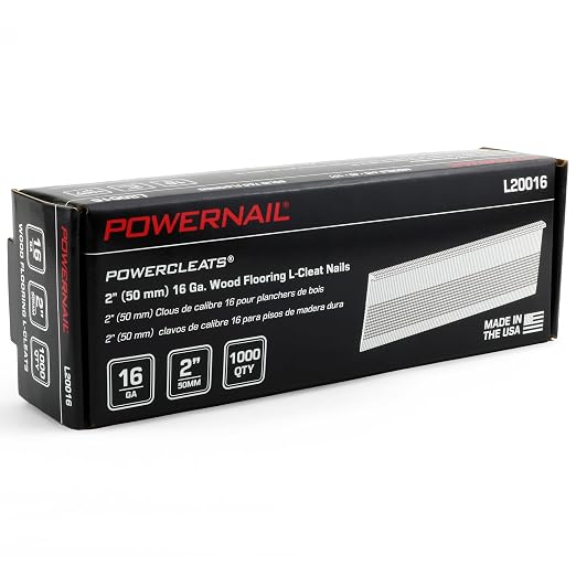 Powernail L20016 16 Gauge 2 Inch Length L-Cleat Nails for Hardwood Flooring (Box of 1000)