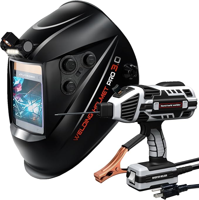 TRQWH Portable Welder Machine 110V ARC Handheld Welder & Auto Darkening Welding Helmet