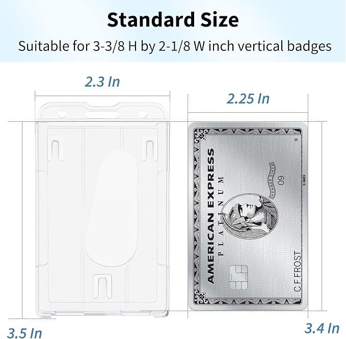 Pawfly 50 Pack Vertical 2-Card Badge Holder with Thumb Slot Hard Transparent PC Case Protector for Office School IDs Credit Cards Driver’s Licenses and Passes