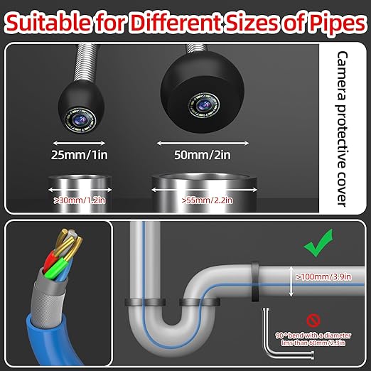 Sanyipace Sewer Camera 100FT/30M, 5600mAh Battery, 0.67in/17mm Pipe Inspection with Light, DVR & Audio Recorder, 4.3" Screen, 8 LEDs, 1000TVL Plumbing Snake, Included 16GB Card