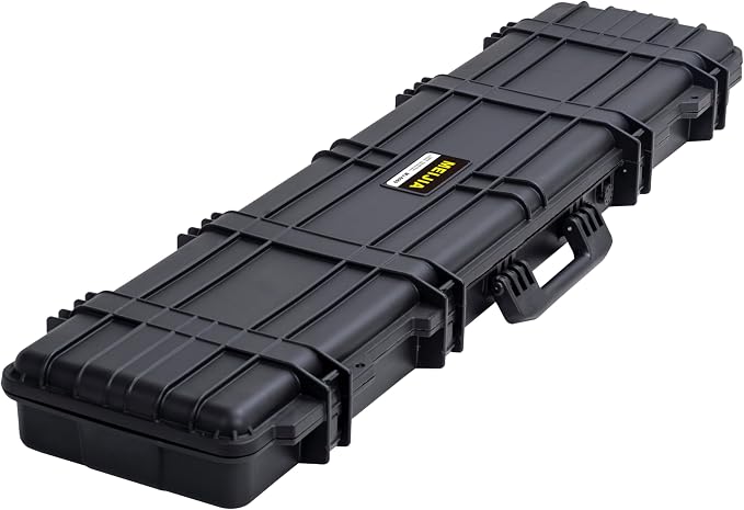 MEIJIA Portable Waterproof All Weather Hard Rifle Case,Soft Handle Grip,Customizable Fit Foam Inserted,without wheels,Black