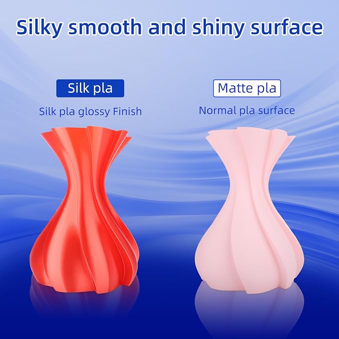3DHoJor Silk PLA Filament 1.75mm, PLA Filament 1.75mm Silk Shiny 3D Printer Filament, 1kg*2 Cardboard Spool, Dimensional Accuracy +/- 0.03 mm, Fit Most FDM Printer(Silk Red+Blue)