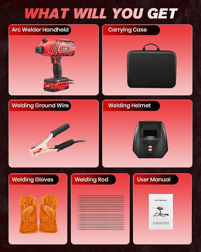 Sakertool Portable Welding Machine Electric: IGBT Handheld Welder with 5 Variable Current Adjustment - Hand Held Anti-Stick ARC Welder Gun for Home Repairs - 110V Welding Machine Kit