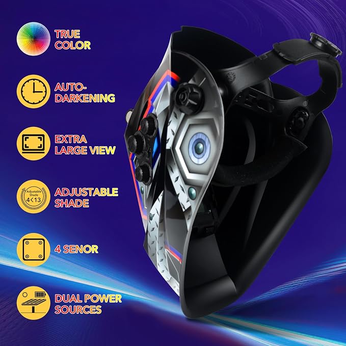 TRQWH Auto Darkening Welding Helmet Large Viewing True Color Solar Powered Welding Hood & Welding Backpack for Men Waterproof Reinforced Bottom Large Capacity