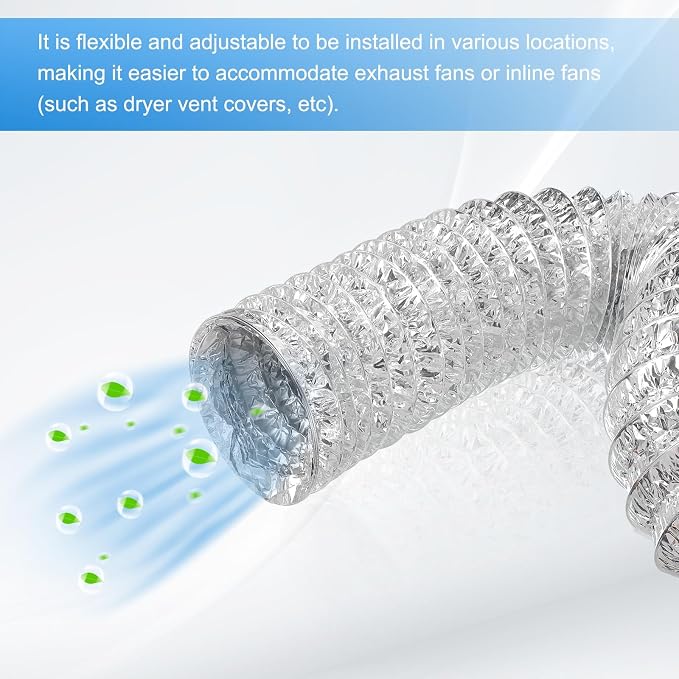 PATIKIL 10 Feet Dryer Vent Hose, 3 Inch Diameter Flexible Aluminum Ducting Flex Air Ducting Dryer Vent 4 Clamps Included for Heating Ventilation Air Conditioning, Silver
