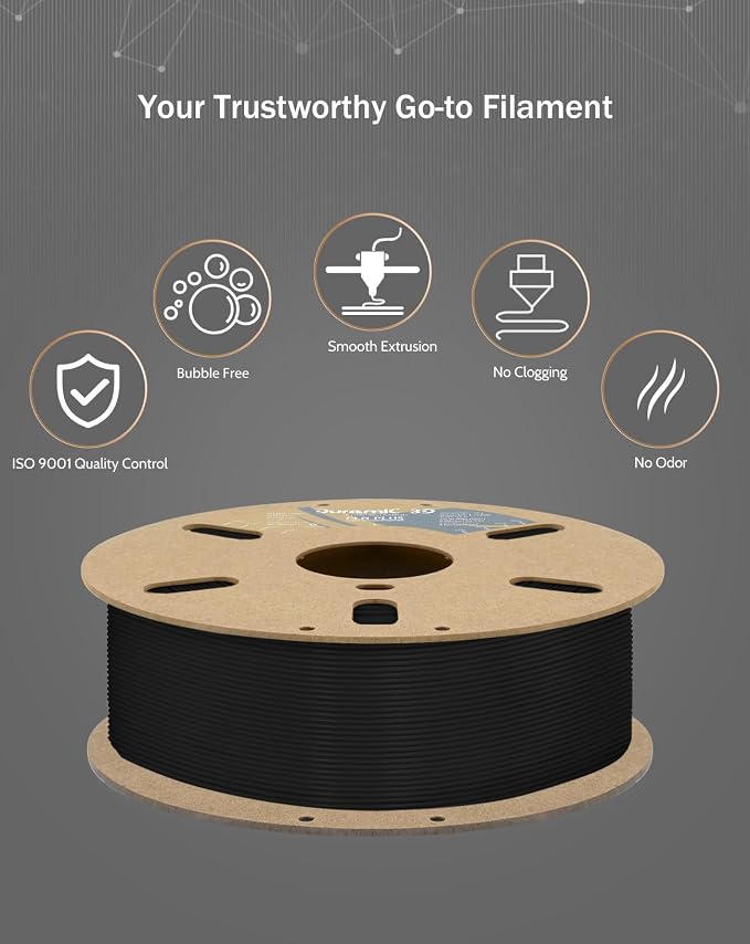 DURAMIC 3D PLA+ Printer Filament 1.75mm PLA Plus Neatly 4Kg Spools | PLA Pro Tougher and Stronger, Dimensional Accuracy Probability +/- 0.02mm 4Pack Black