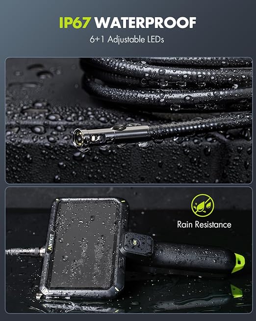 Anykit Endoscope Camera with Light, Dual Lens Endoscope 1080P | 6" IPS Screen Borescope, Inspection Camera with Split Screen, 32GB Card, Plumbing Snake Camera for Home (16.5FT)