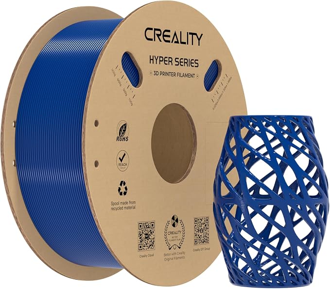 Creality Hyper PETG Filament 1.75mm, High-Speed PETG for 30–600mm/s Printing, Low Stringing, Strong Layer Adhesion, +/- 0.03mm Accuracy,Fits for Most FDM 3D Printers(Blue)