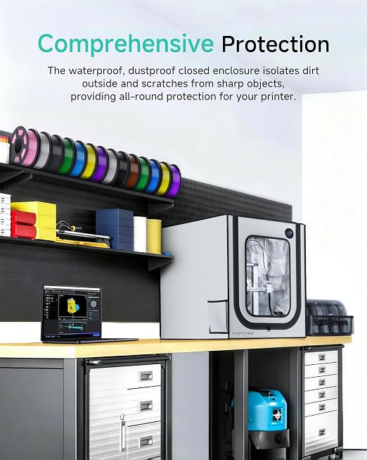 TOPCUBE 3D Printer Enclosure for Bambu Lab A1, Upgraded Large Size Enclosure with LED Light, Fireproof Waterproof Dustproof Noise Reduction Constant Temperature 3D Printer Cover, 580X670X670MM