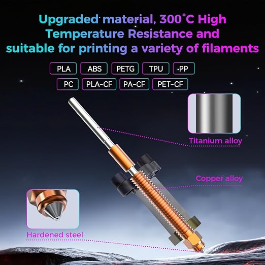 Creality K2 Pro Ceramic Heating Block Hotend Kit, Official Unicorn Quick Swap Nozzle Kit, 300°C High Temperature Resistant, Original All-Metal Integrated Design Kit for Creality K2 Pro 3D Printers