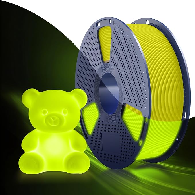 SUNLU PETG Glow in The Dark Filament, Luminous PETG 3D Printer Filament 1.75mm, High Brightness Filament, Dimensional Accuracy +/- 0.02mm, 1kg Spool.(Yellow, Glow Yellow)