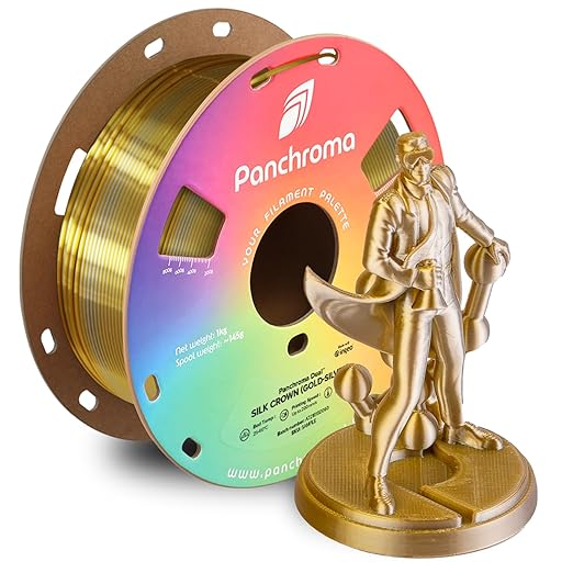 Polymaker Panchroma Dual Silk PLA Filament 1.75mm, 1kg, Crown | Neatly Wound, High-Gloss Finish PLA(Gold-Silver), Easy Print & Smooth Feeding, Compatible with Bambu Lab & Most 3D Printers