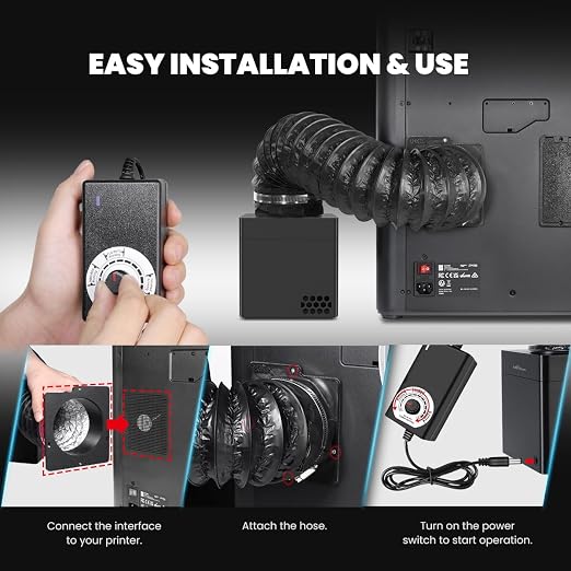 V1 Filter System for 3D Printers, HEPA H13 and Activated Carbon Filter, for ABS/ASA/PA/PETG/PLA, Vapors and Particles, 60 m³/h Air Purifier for Enclosed 3D Printers