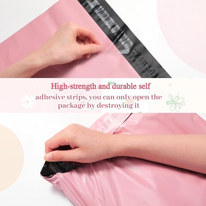 Outus 240 Pcs Poly Mailers Variety Size Pack Mailing Shipping Bags Assorted Sizes Shipping Envelopes Self Adhesive Waterproof and Tear Proof Packaging Bags for Clothing Book Gift(Pink,6 Sizes)