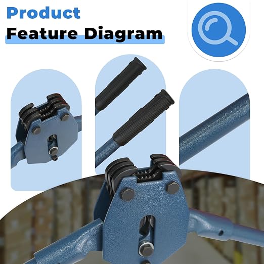 Strapping Sealer/Crimper for 1/2"-3/4" Polypropylene (PP) Polyester Strapping Band Manual Banding Tool with 20.5" Extended Handle (Blue)