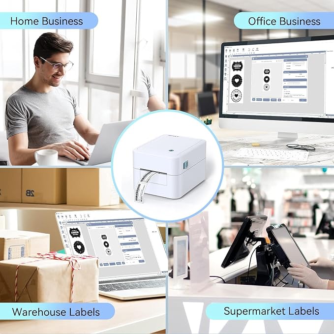 iDPRT Label Maker - 3 inch Thermal Printer for Small Business, Print Variety of Label Types via USB or LAN Network Connectivity, Barcode Printer for Warehouse, Office, Market, Support Multi Systems
