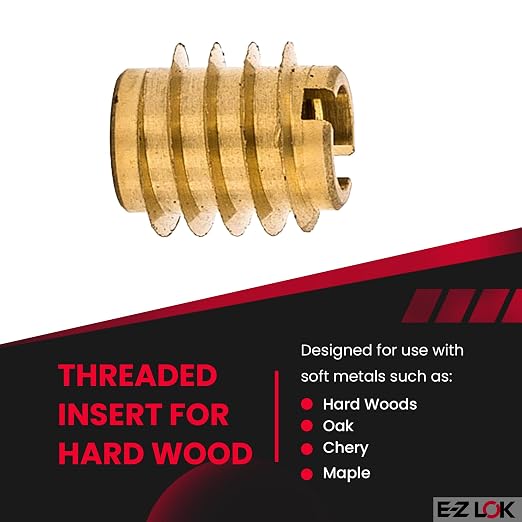E-Z LOK Knife Threaded Insert for Hard-Wood, Brass Thread Inserts, M3-0.5 Internal Threads, 0.375" Length Pack of 10